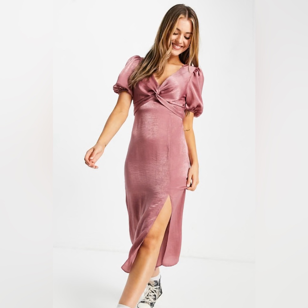 NWT Miss Selfridge Satin Twist Front Midi